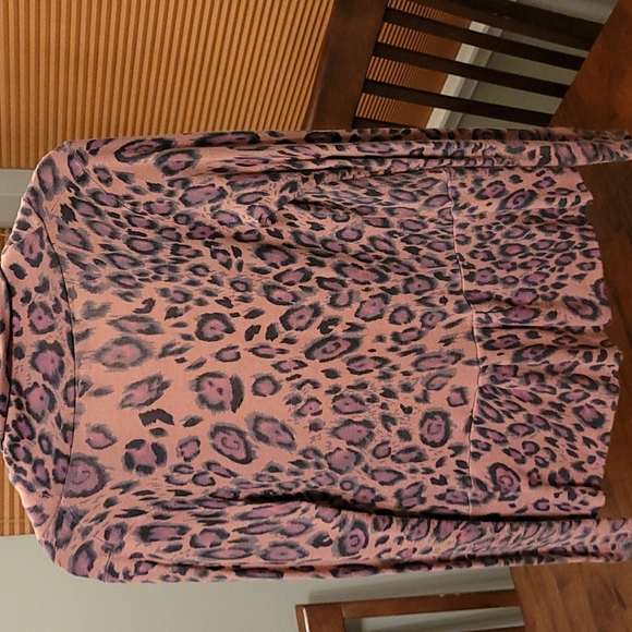 Boston Proper animal print, collar draped sweater. Size XS. Pink, grey, black - Picture 3 of 11